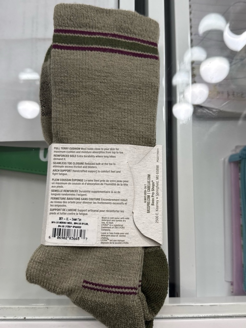 Ascend Olive Crew Socks with Maroon Stripe